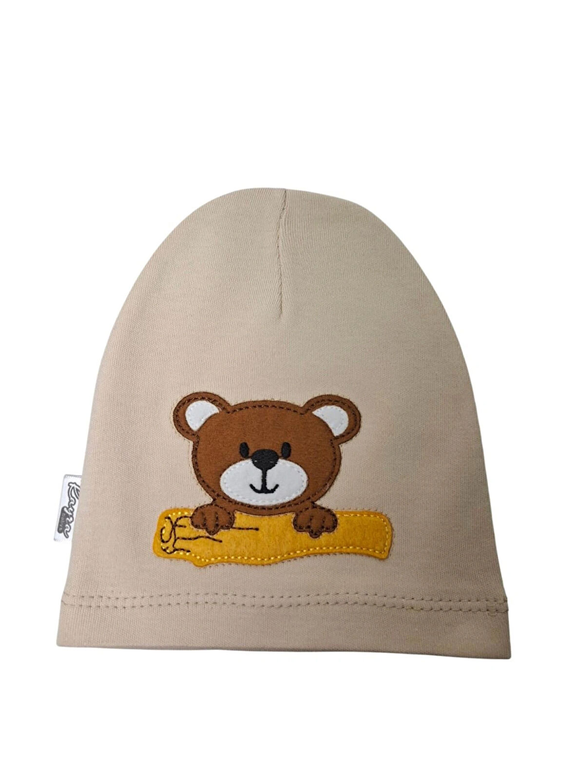 Spteks 0-2 Yaş Erkek Bebe Bej Renk Ayıcık Figürlü Yazlık Bere