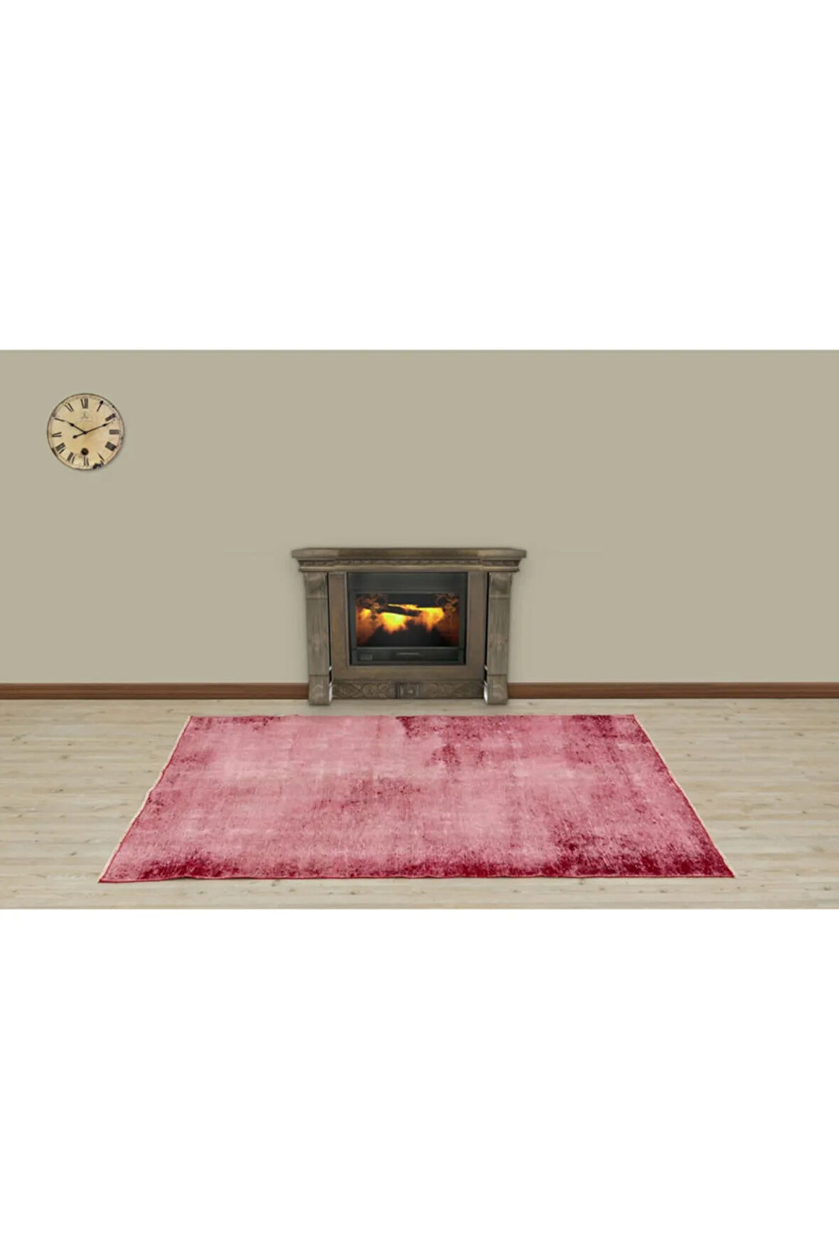 Kırmızı Modern Klasik Patchwork Eskitme Halı 116x198