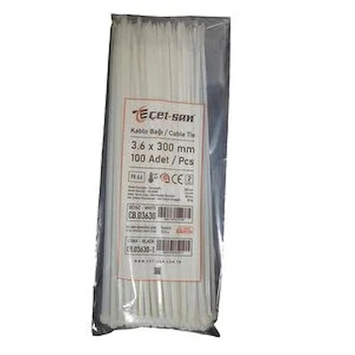 Çetsan 3,6*300 mm Kablo Bağı Beyaz (100 Adet)
