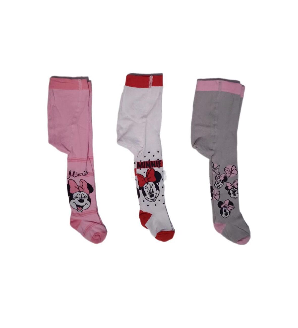 MINNIE MOUSE Disney Lisanslı Kız Bebek Külotlu Çorap Üçlü Set 0444