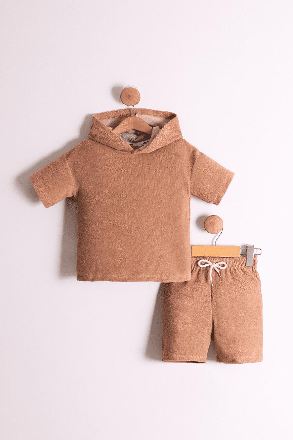 Erkek Çocuk Kapüşonlu Havlu Kumaş 2'li Takım