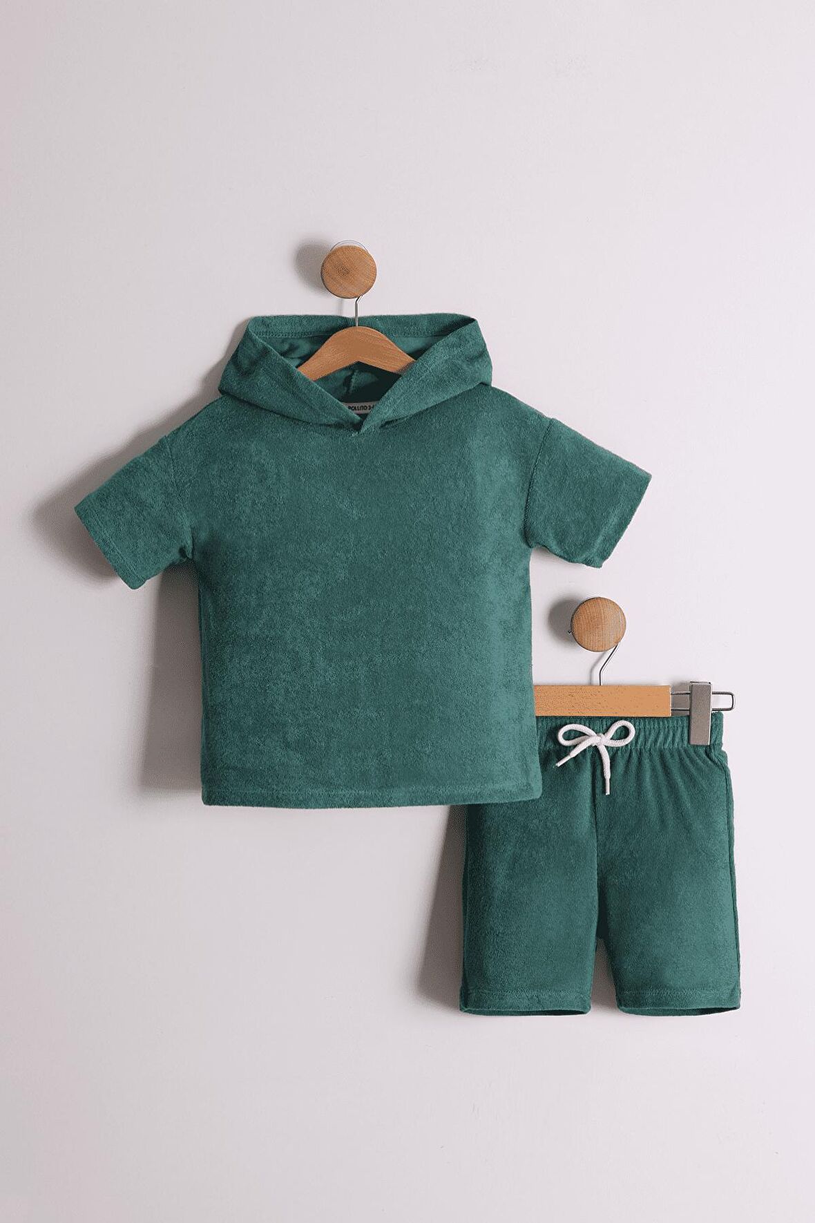 Erkek Çocuk Kapüşonlu Havlu Kumaş 2'li Takım