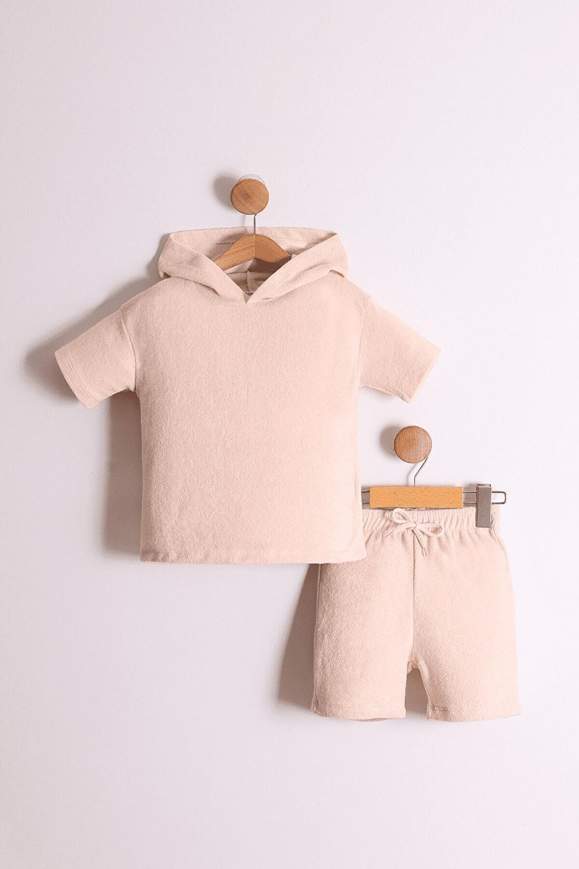 Erkek Çocuk Kapüşonlu Havlu Kumaş 2'li Takım