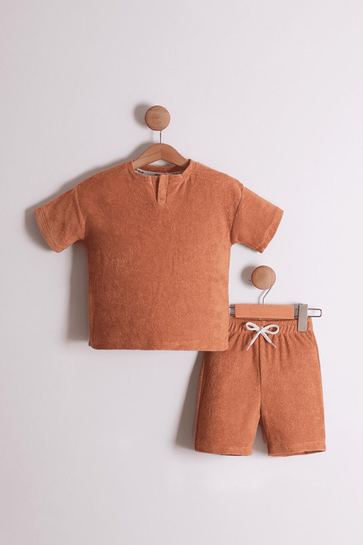 Erkek Çocuk Bisiklet Yaka Yarım Patlı Havlu Kumaş 2'li Takım