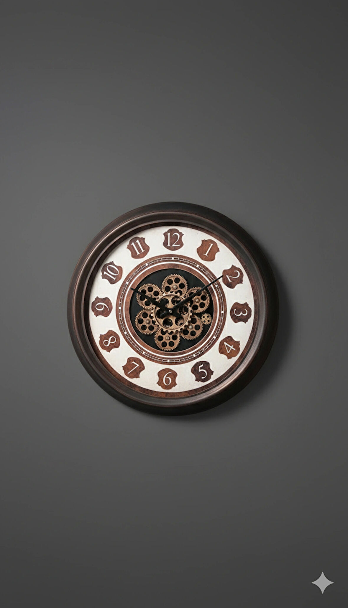 Çarklı Bronz Metal Kasa Duvar Saati