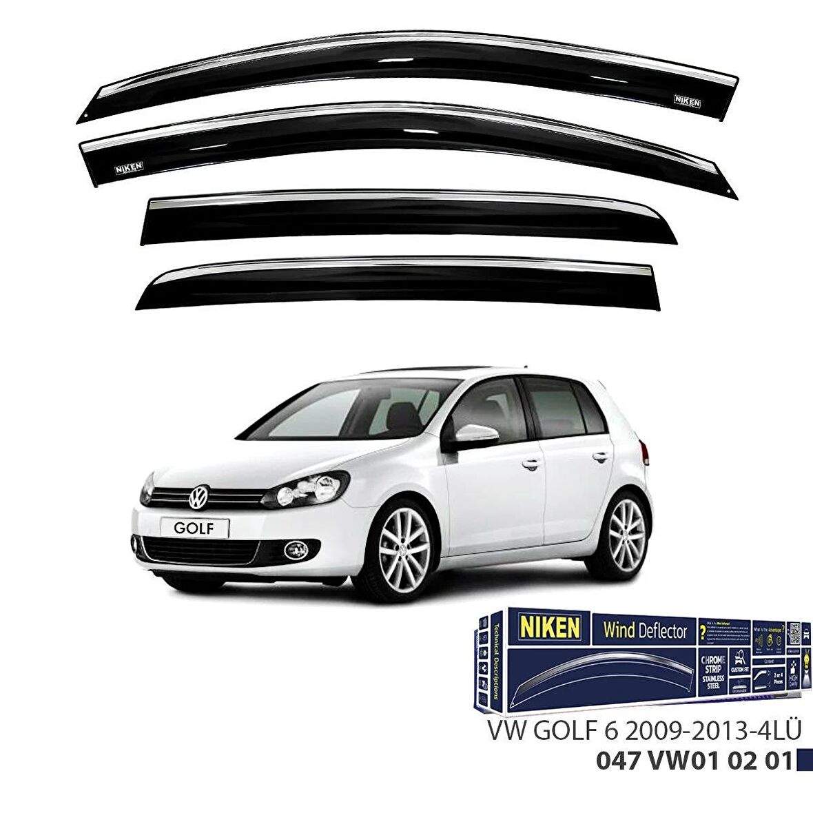 Vw Golf 5-6 Kromlu Cam Rüzgarlığı Niken 2003-2013 arası uyumlu