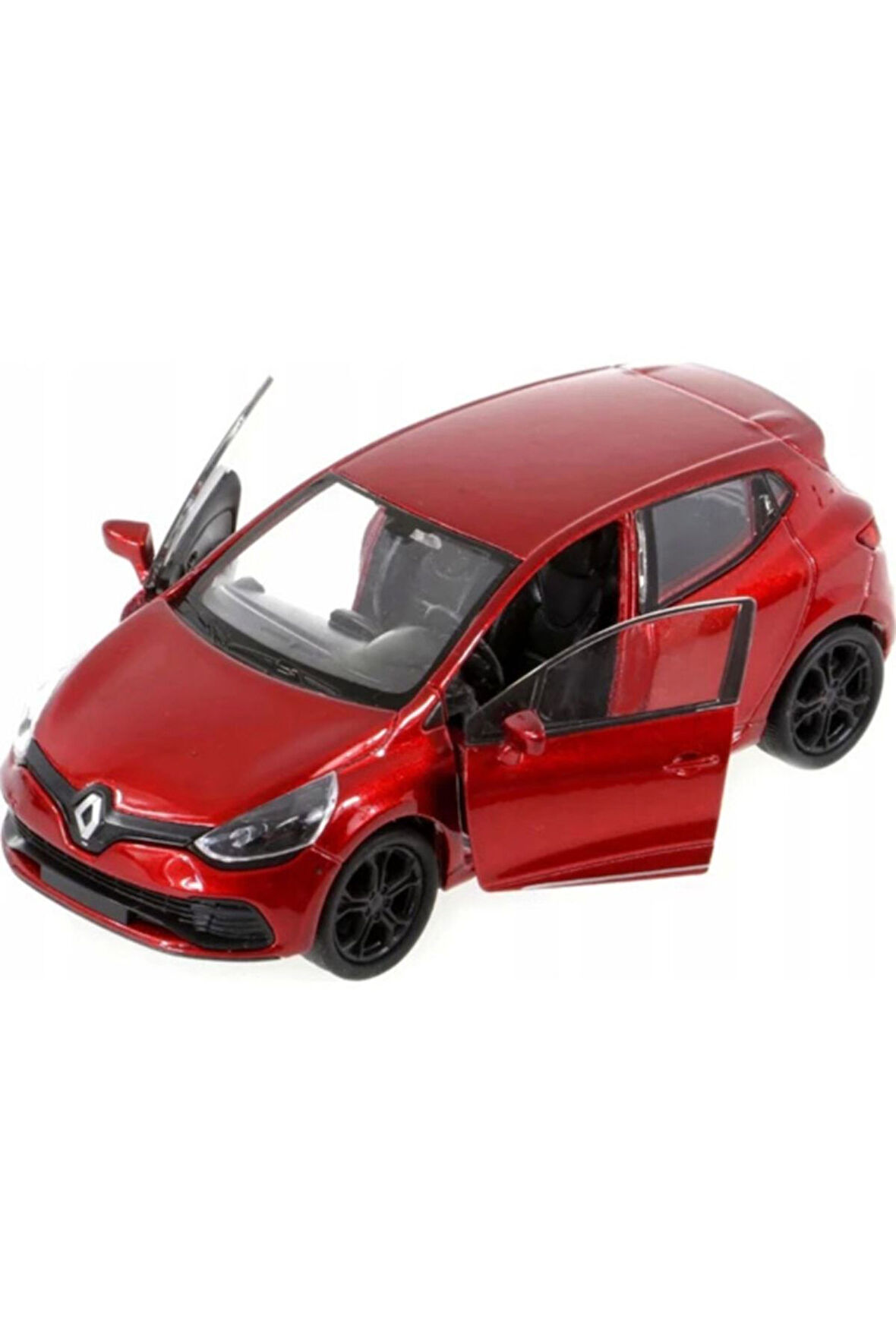Reno Clio Metal Model Araba Çek Bırak Kırmızı Renk Ön Kapıları Açılabilir Renault