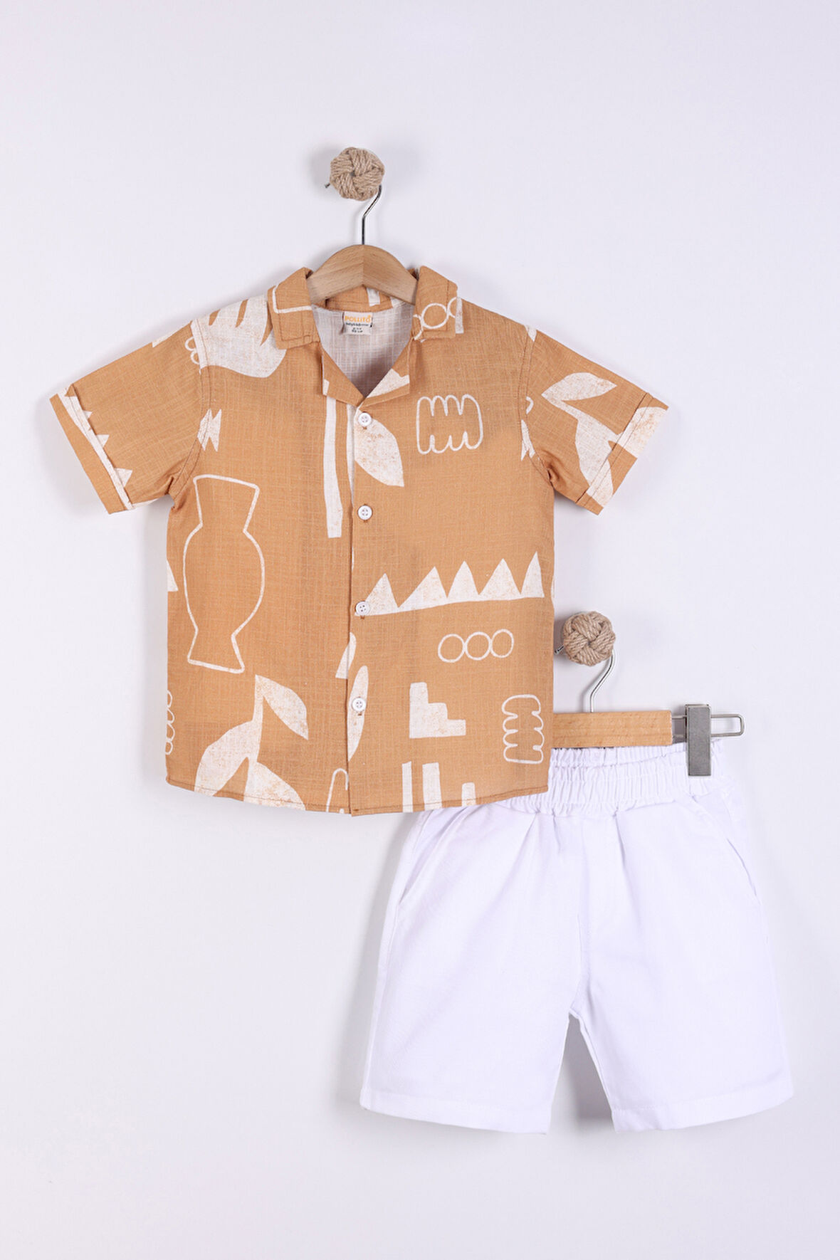 Erkek Çocuk Karışık Desenli Gömlek Şört 2'li Takım 