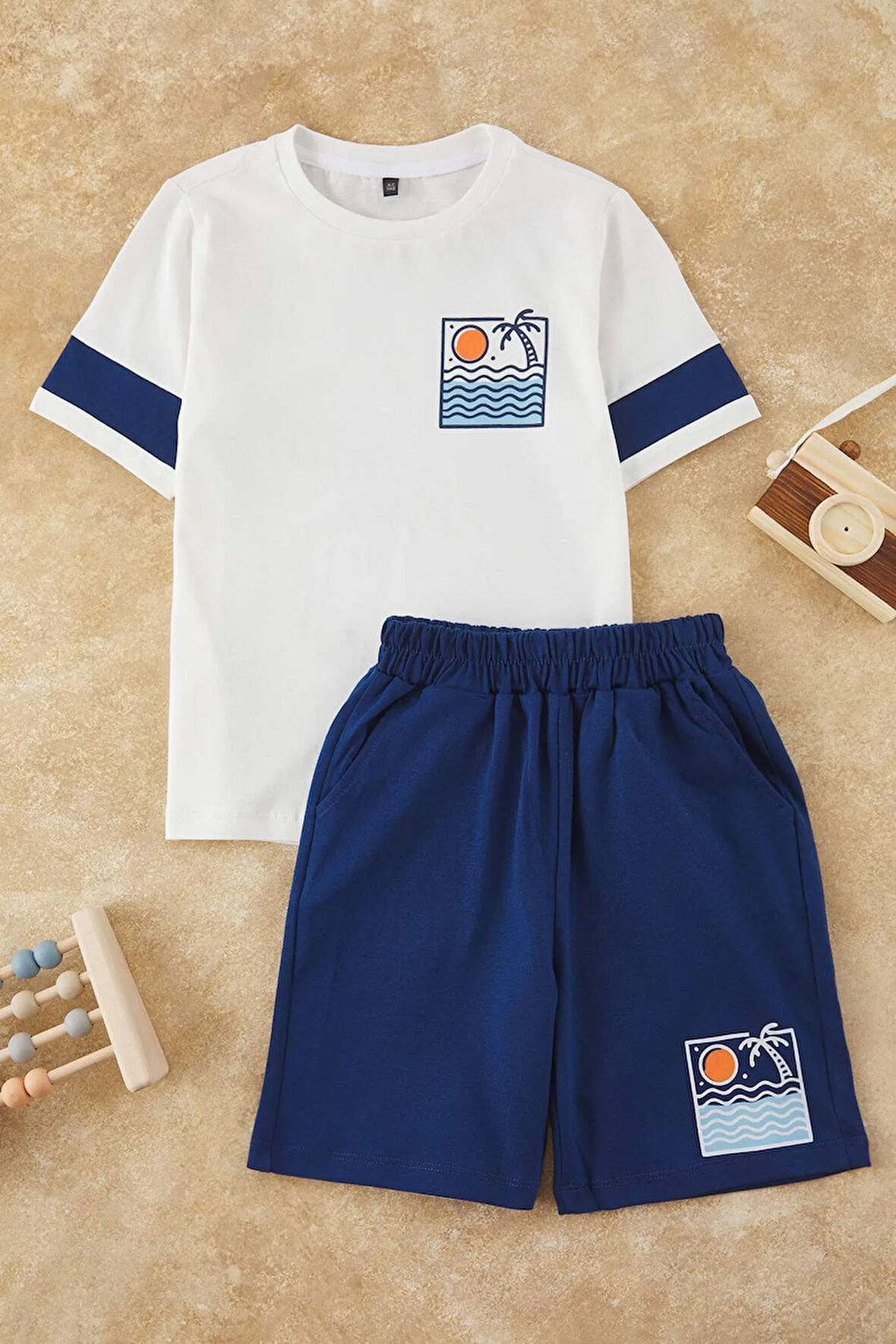 Erkek Çocuk Deniz Baskılı Tişört Şort 2'li Takım