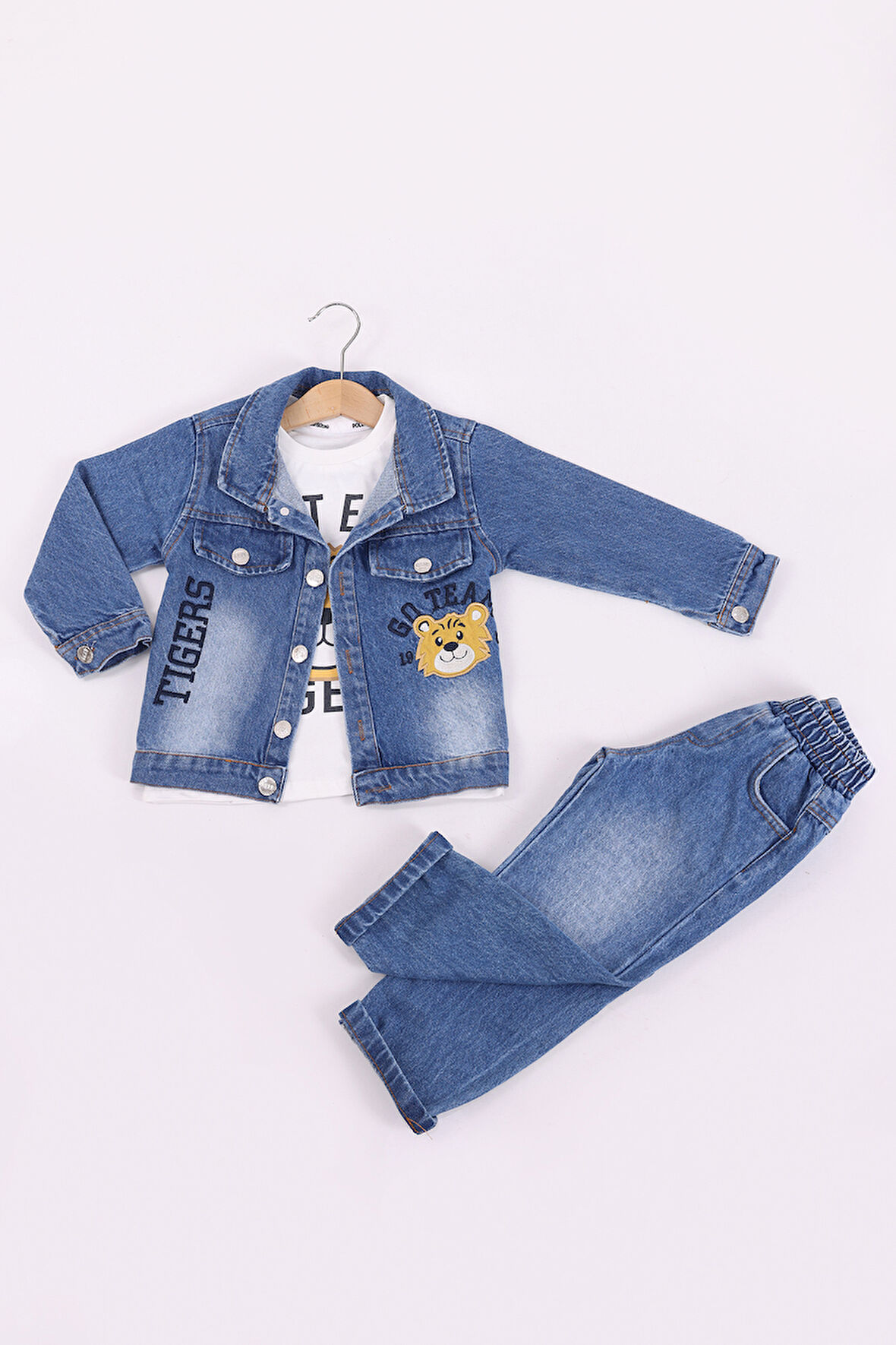 Erkek Çocuk Kot Ceket 3'lü Takım