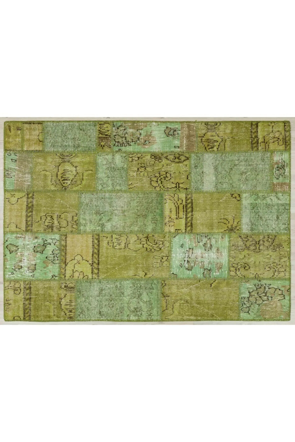 Su Yeşil Rengiyle Evinizi Süsleyen Patchwork Halı 120 X 180 Model : 5223