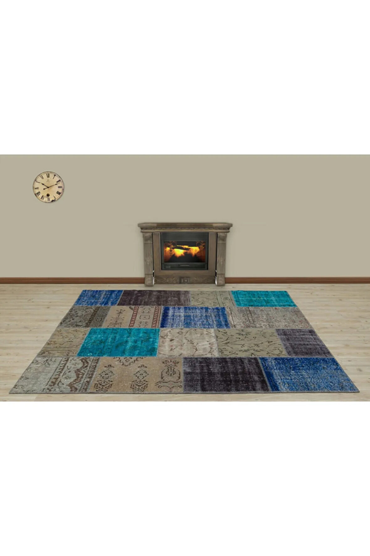 Gerçek El Dokuma Eskitme Patchwork Halı 160 X 230 Model (5547)