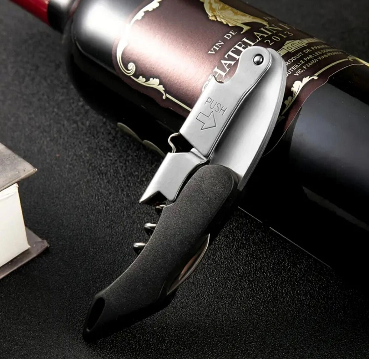 Tirbuşon Siyah Saplı Paslanmaz Çelik