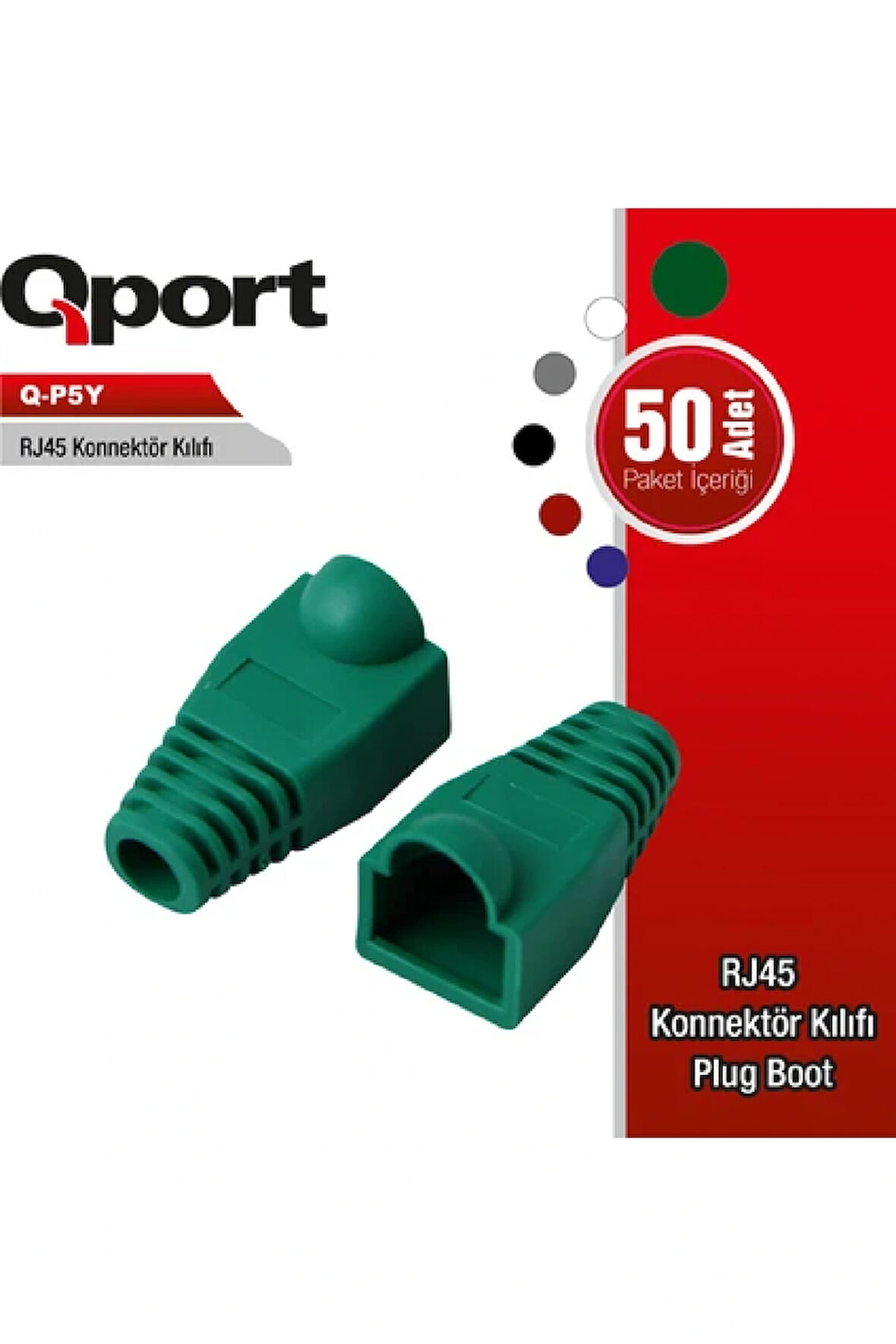 	 QPORT Q-P5 RJ45 KONNEKTÖR KILIFI 50'Lİ PAKET YEŞİL