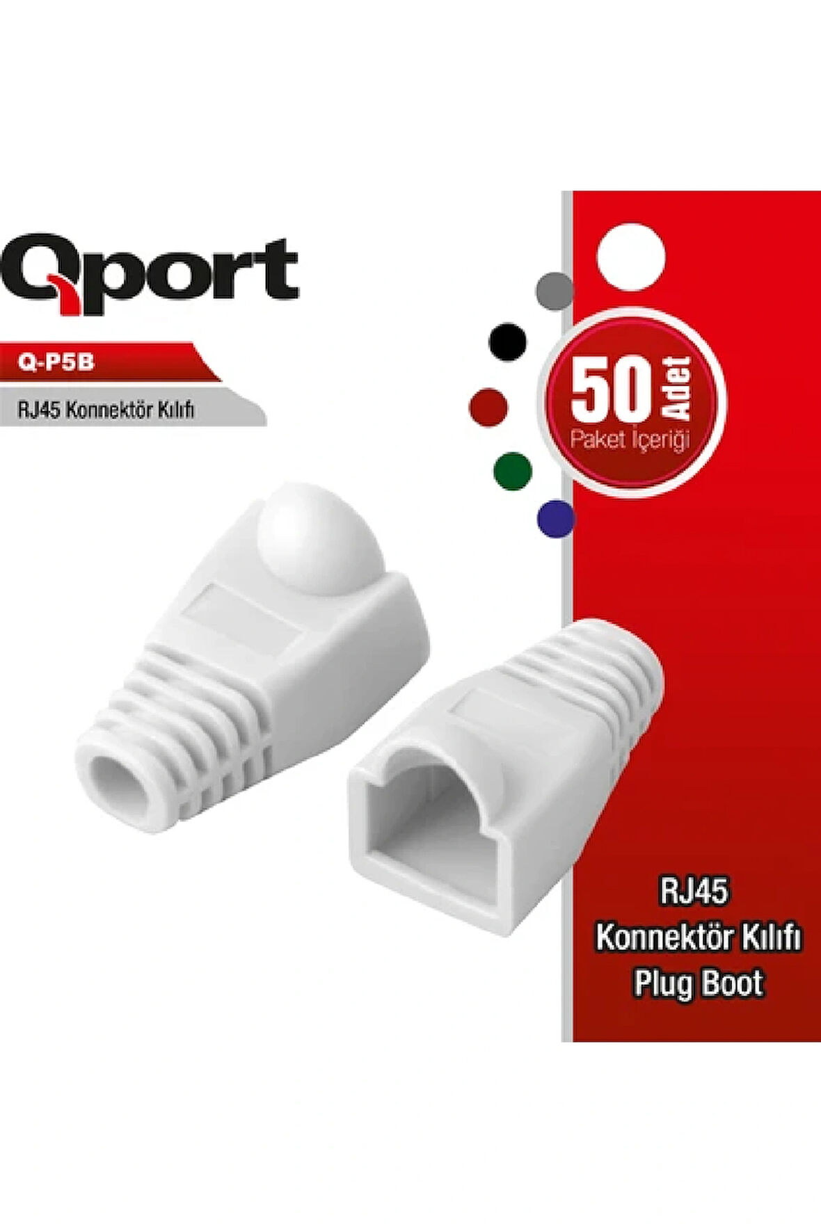 QPORT Q-P5 RJ45 KONNEKTÖR KILIFI 50'Lİ PAKET BEYAZ