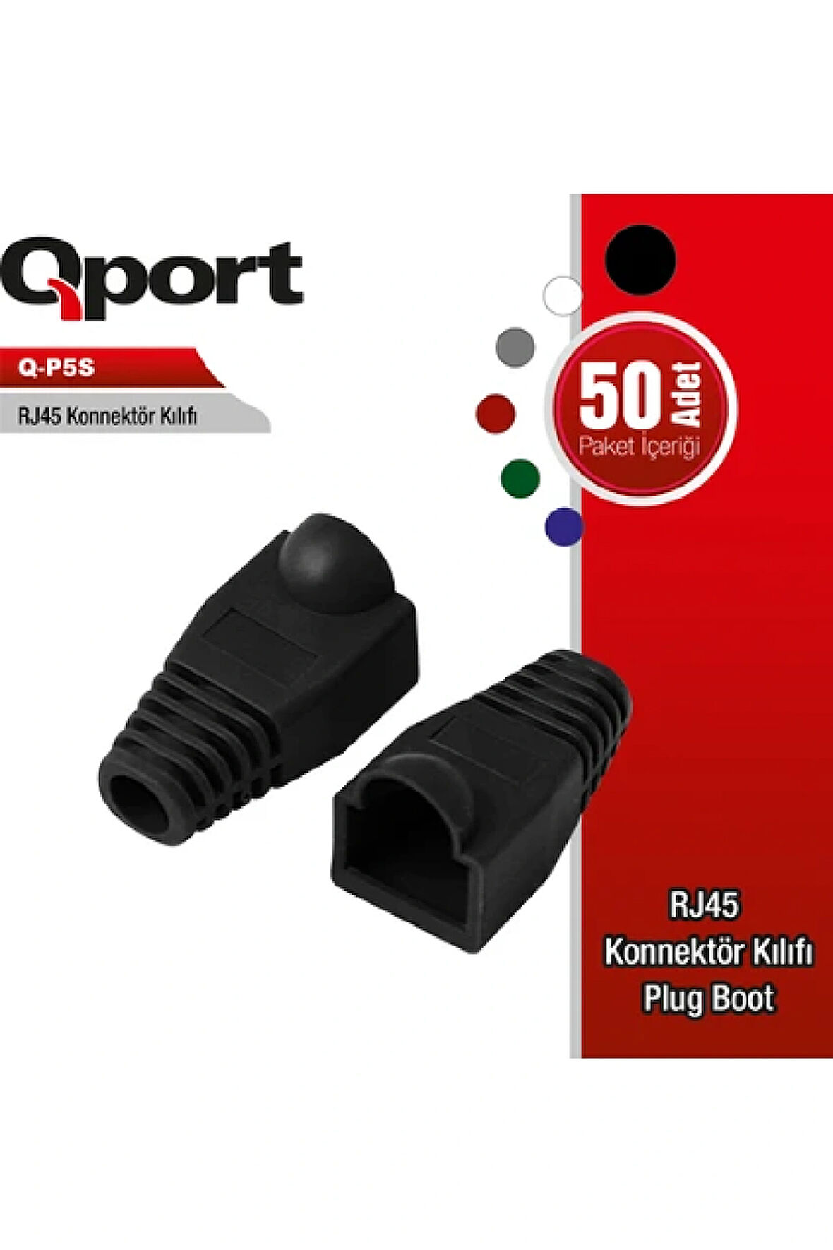 Q-Port Q-P5S RJ45 Konnektör Kılıfı 50'li Paket Siyah