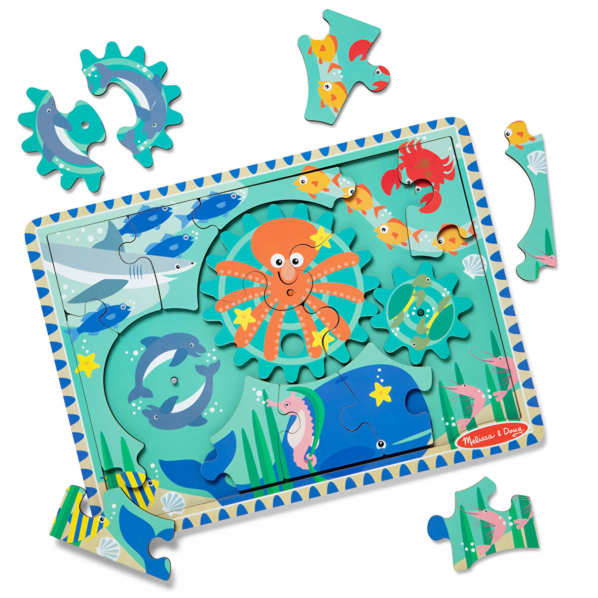 Melissa and Doug Ahşap Dişli Yapboz - Denizaltı (18 Parça)