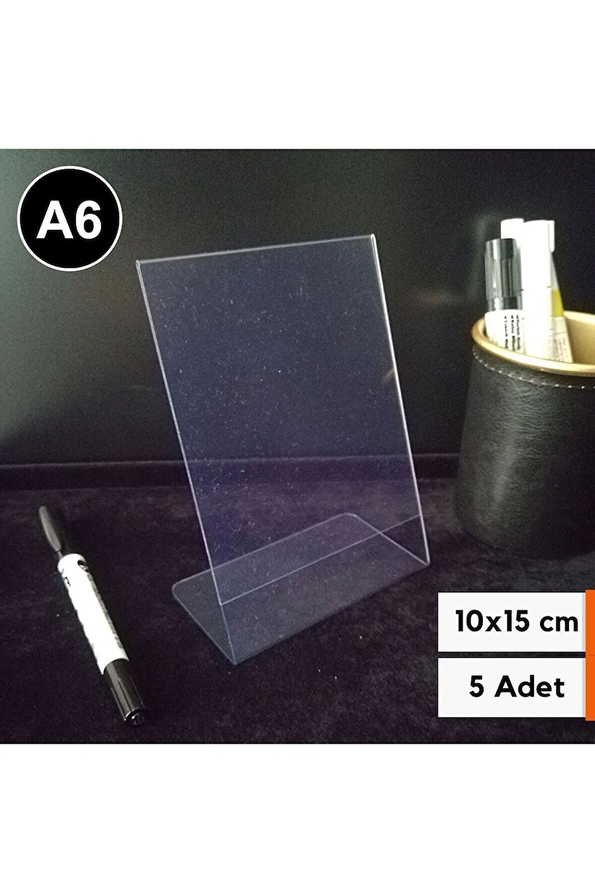 5 Adet A6 Şeffaf Broşürlük Menülük Etiketlik 15x10 Cm Halı Mobilya Kafe A6 Masaüstü Föylük
