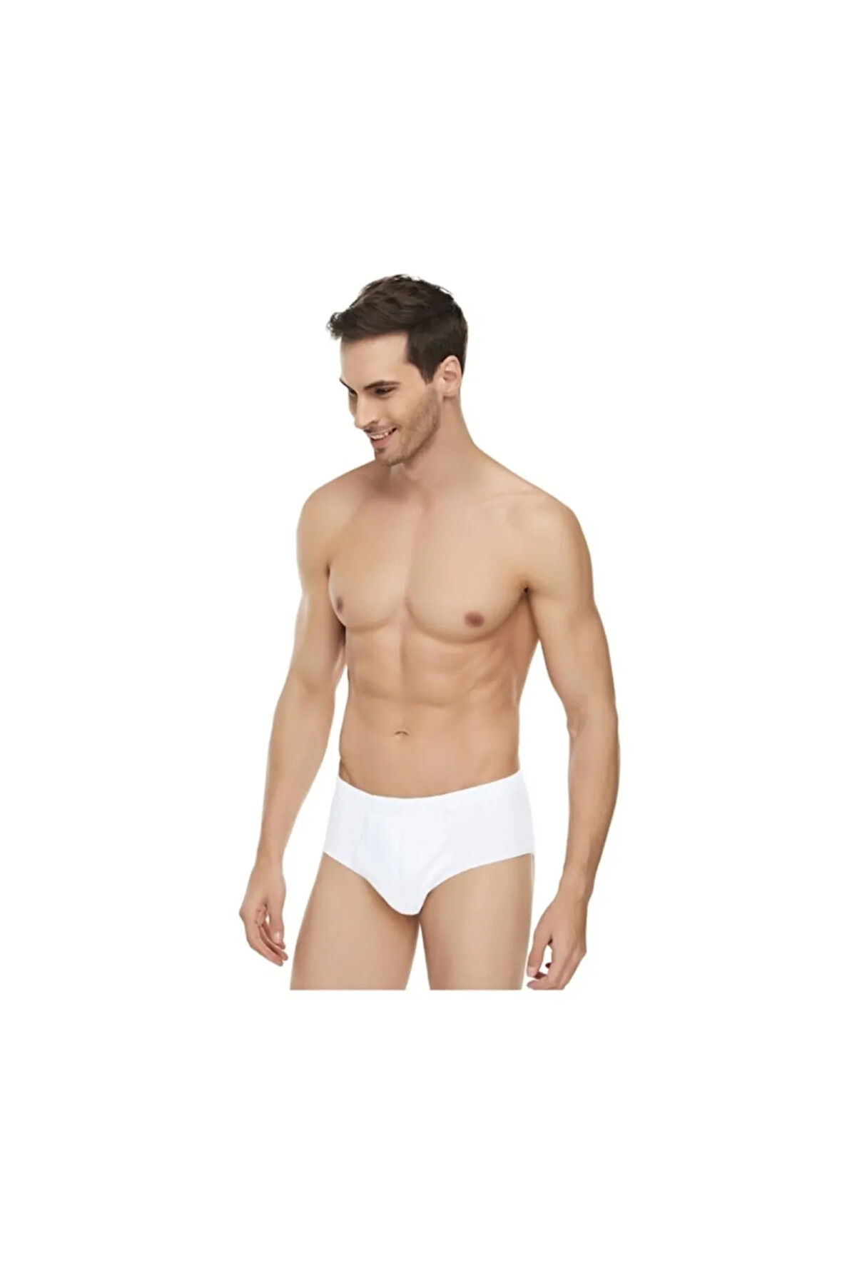 Erkek Likralı  İnce Bel Kemerli Spor Kesim Slip Külot Beyaz 6'lı