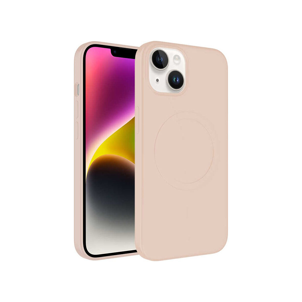 Teleplus Apple iPhone 14 Kılıf Plas Tacsafe Wireless Şarj Özellikli Silikon Pembe