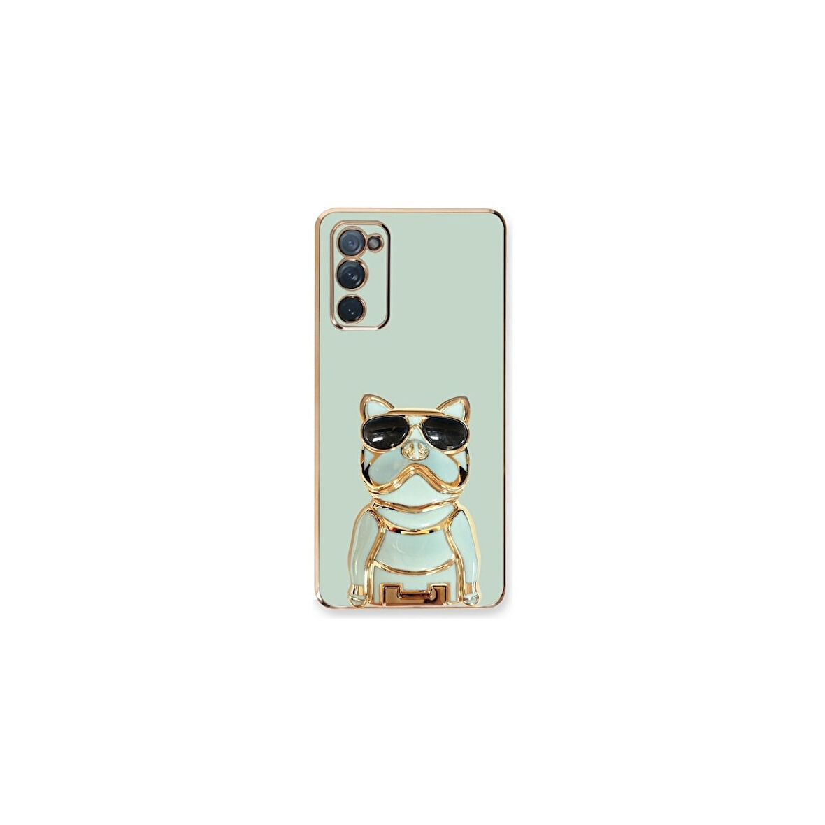 Teleplus Samsung Galaxy S20 Fe Kılıf Kamera Korumalı Köpek Desenli Standlı Silikon Yeşil