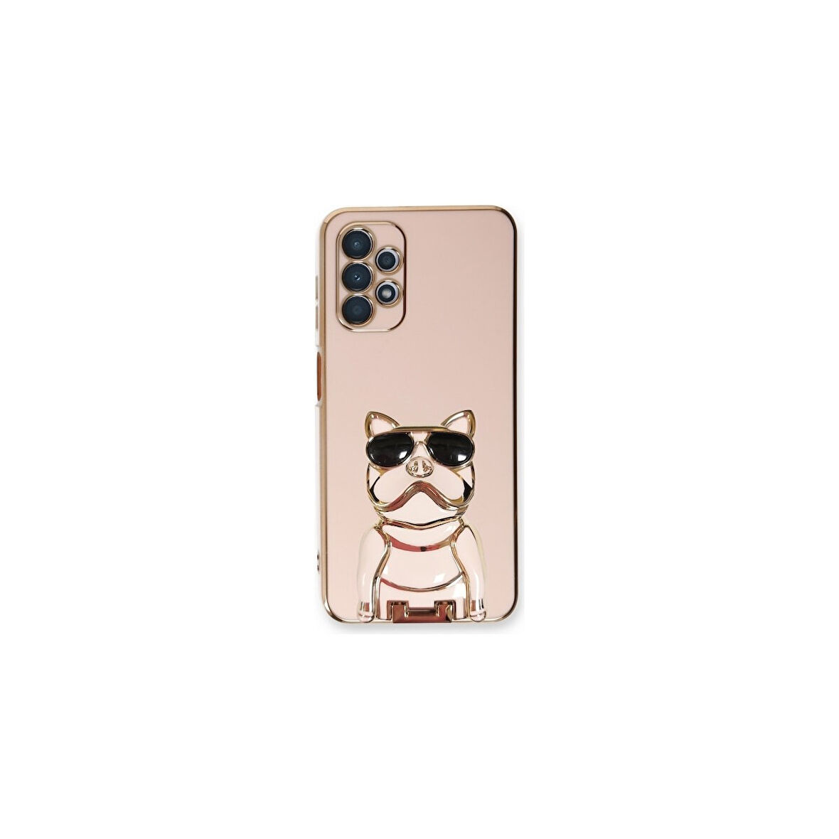 Teleplus Samsung Galaxy A52S 5g Kılıf Kamera Korumalı Köpek Desenli Standlı Silikon Pembe
