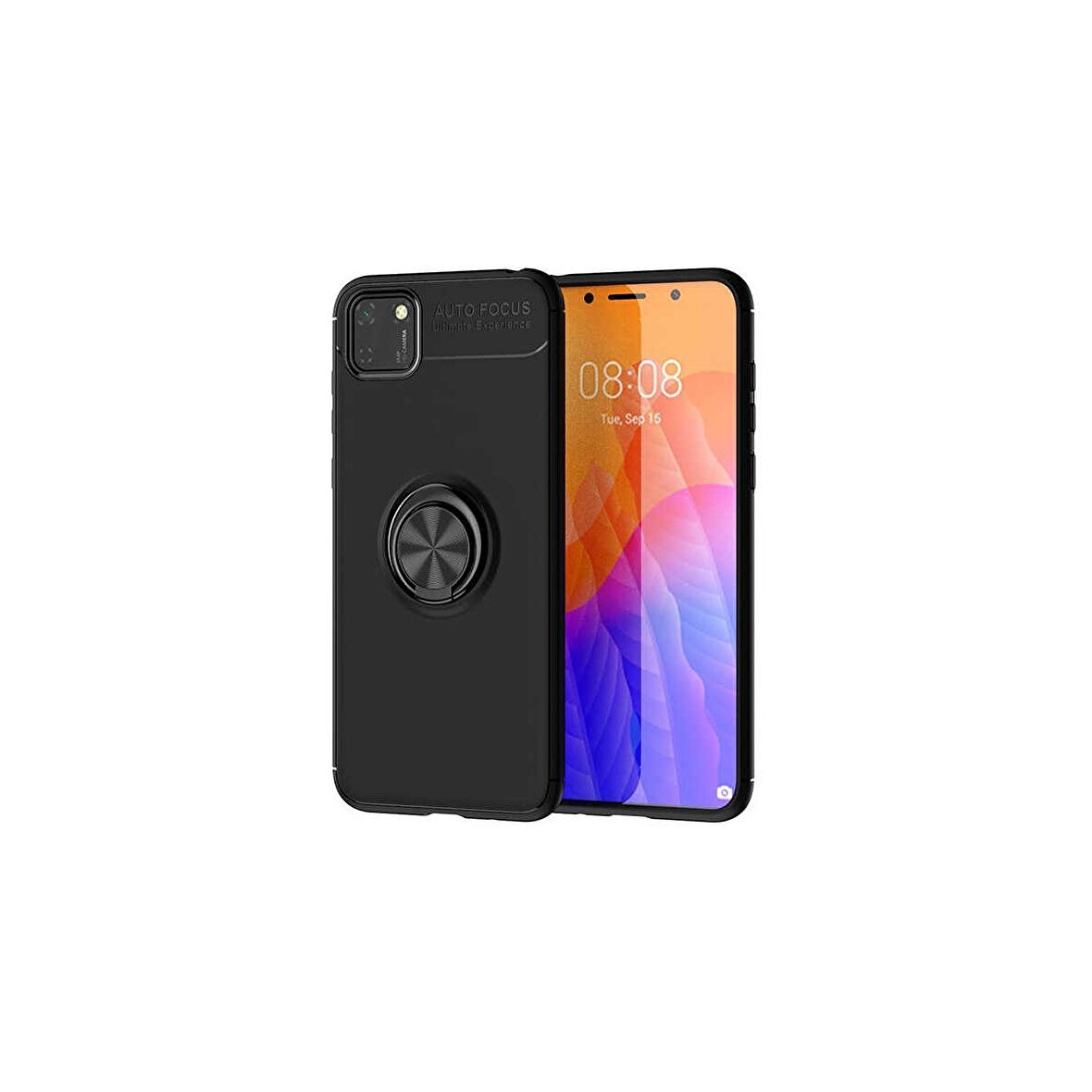 Teleplus Huawei Y5P Kılıf Ravel Silikon Yüzüklü Mıknatıslı Siyah