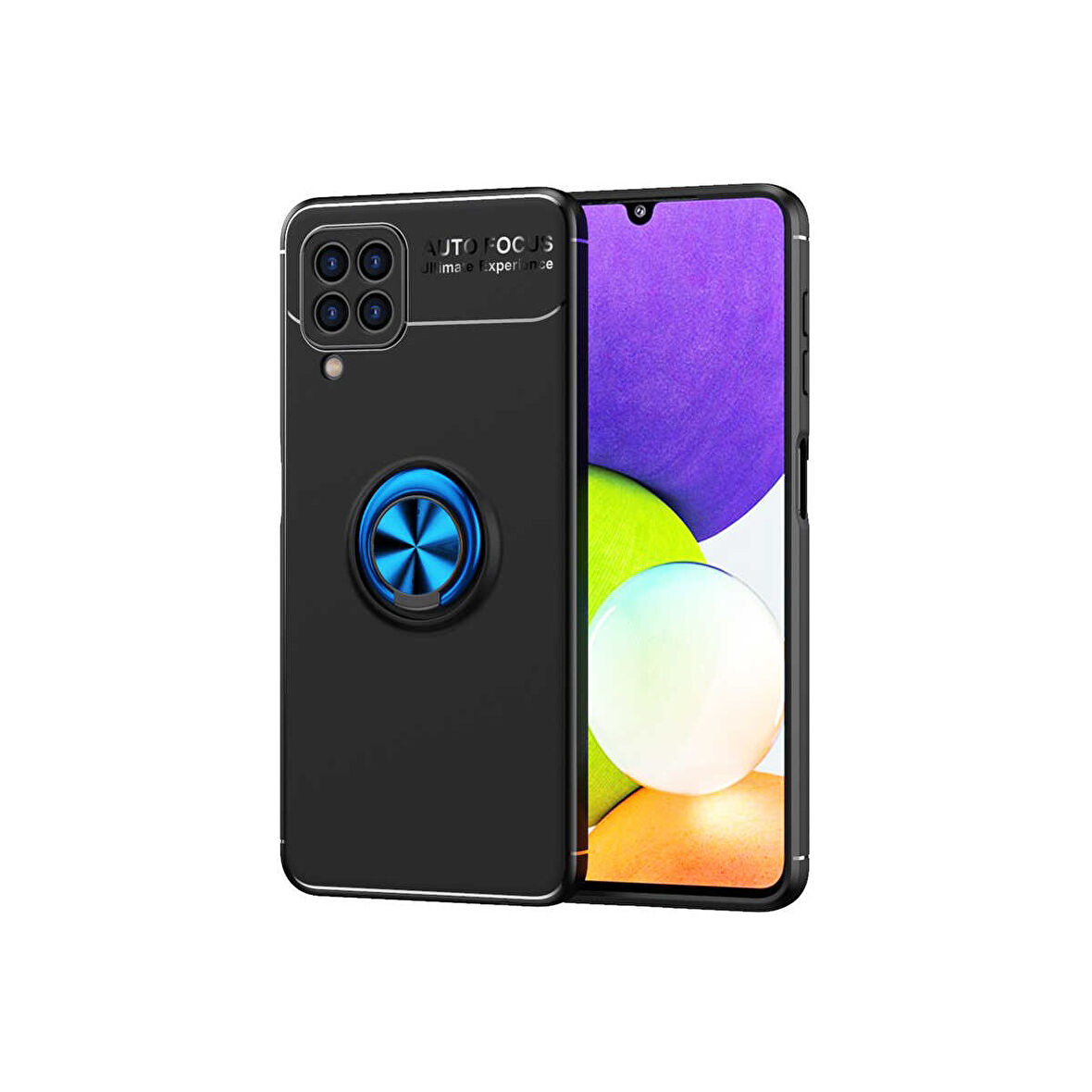 Teleplus Samsung Galaxy M22 Kılıf Ravel Silikon Yüzüklü Mıknatıslı Kamera Korumalı Mavi