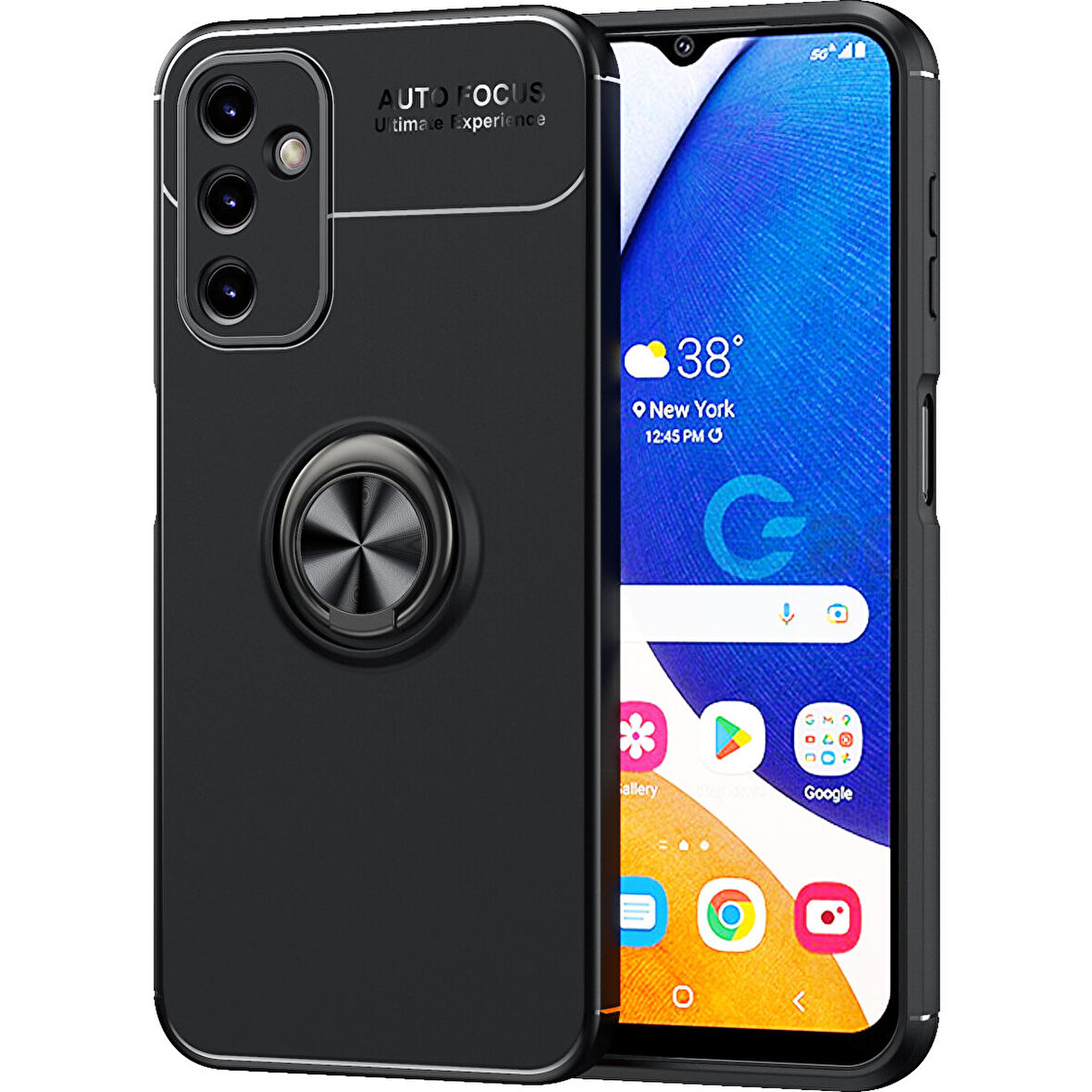 Teleplus Samsung Galaxy A14 Kılıf Ravel Silikon Yüzüklü Mıknatıslı Siyah