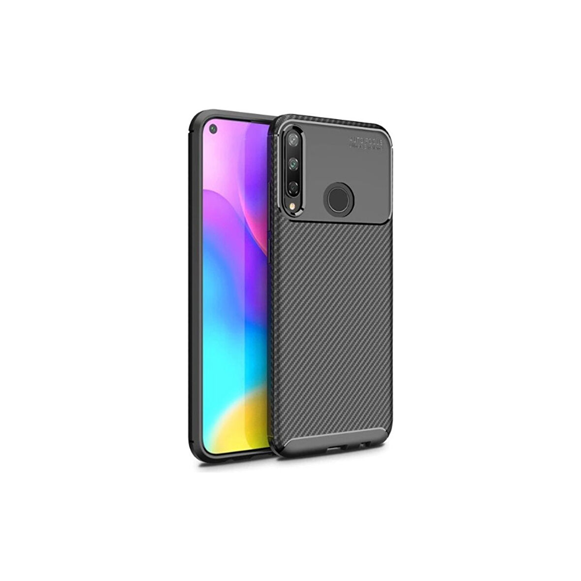 Teleplus Huawei P40 Lite E Kılıf Negro Karbon Dizayn Silikon Siyah