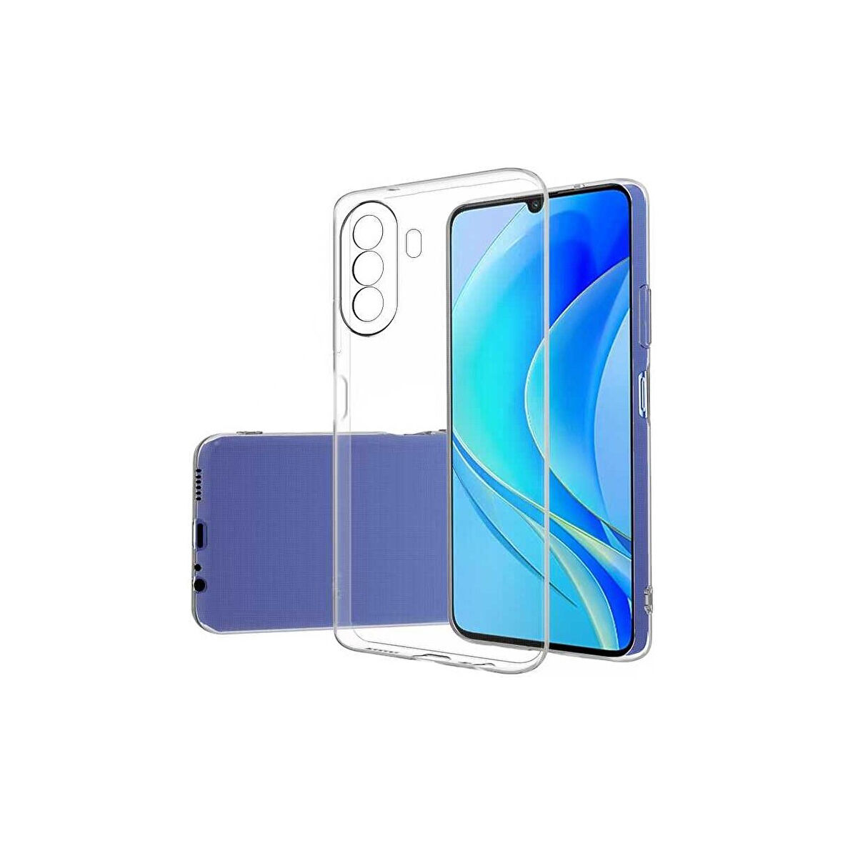 Teleplus Huawei Nova Y70 Kılıf Süper Silikon Lüx Kamera Korumalı Şeffaf