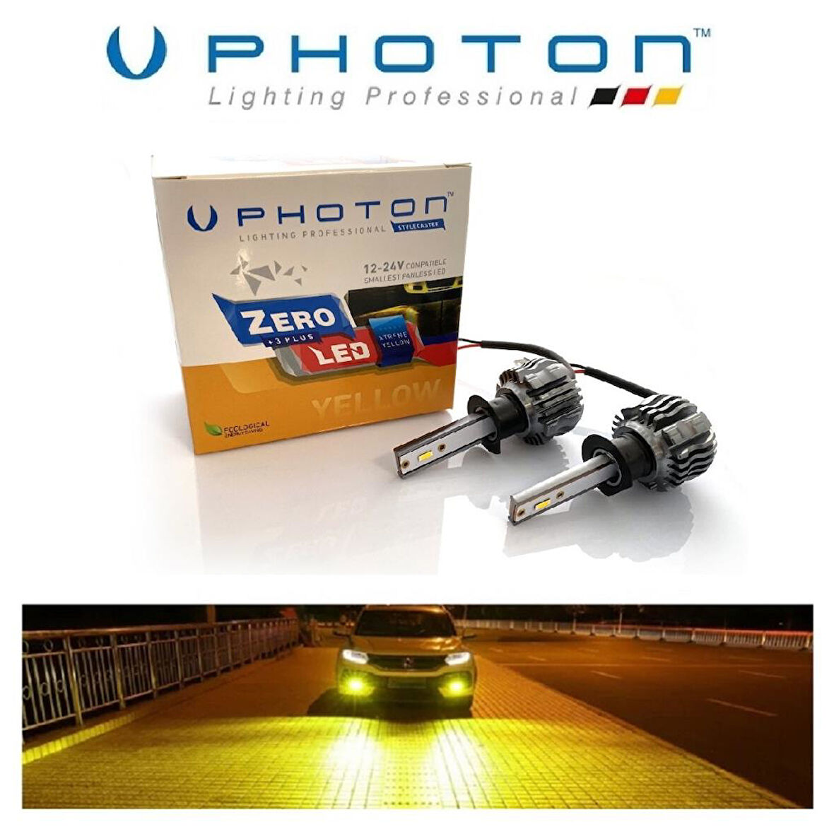 H1 LED Xenon Oto Ampul Zero Fansız Sarı