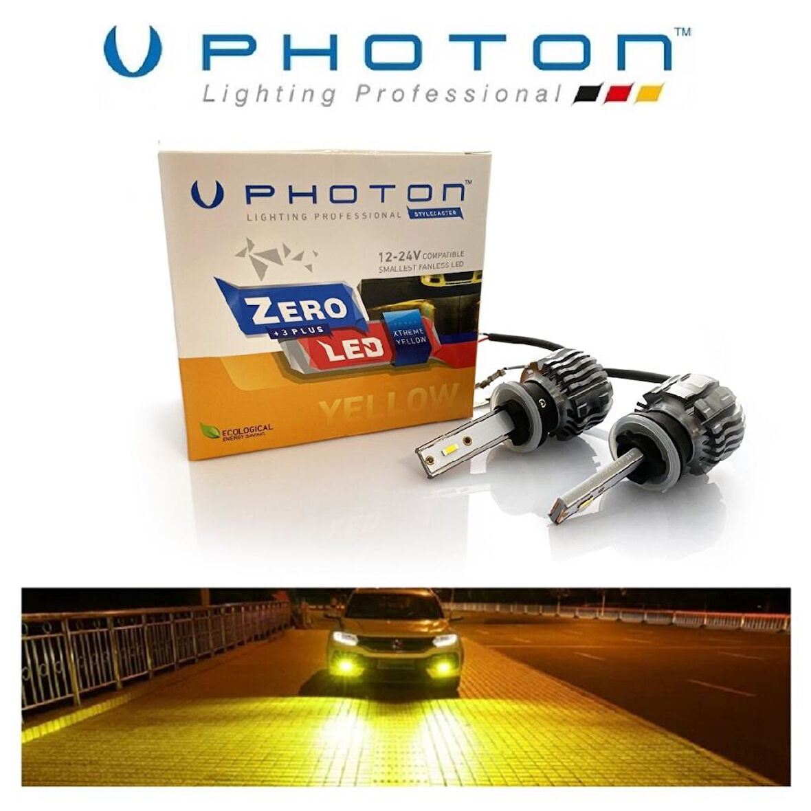 H27 LED Xenon Oto Ampul Zero Fansız Sarı