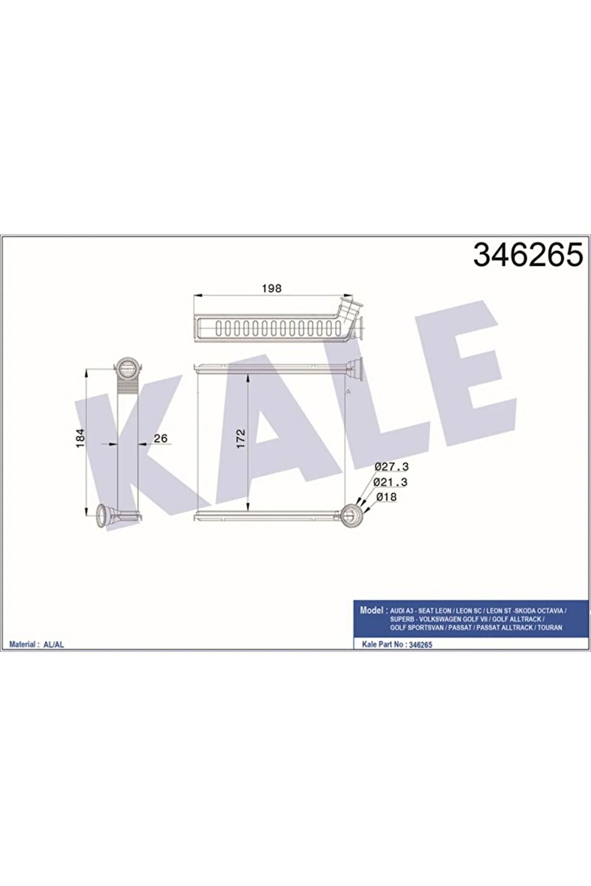 Kalorifer Radyatörü Golf 7-passat-tıguan-arteon-superb-octavıa-a3-leon-12 170×185×26klr-346265 5q081