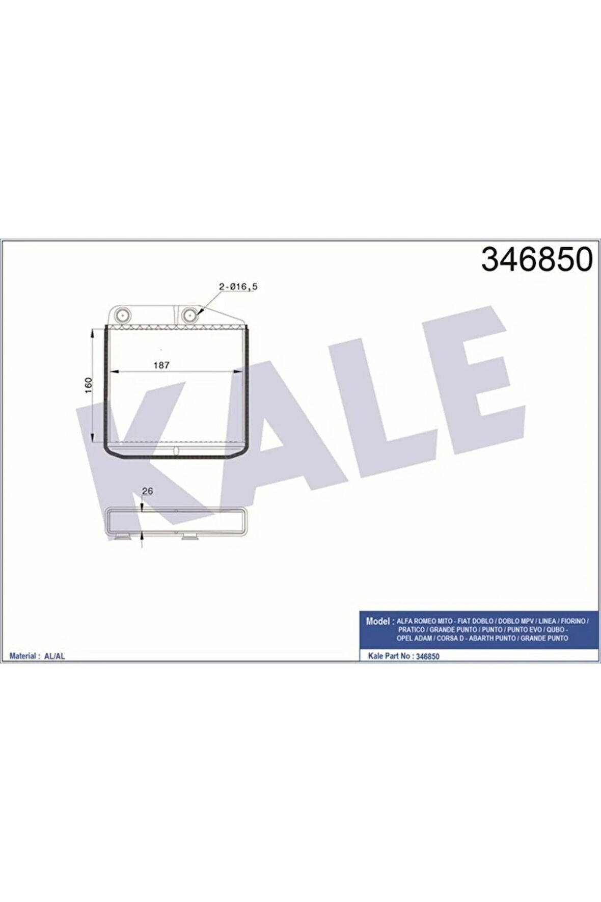 Kalorifer Radyatörü Mıto-doblo Iıı-lınea-fıorıno-pratıco-grande Punto-qubo-corsa D 1.2-1.3-1.4klr-34
