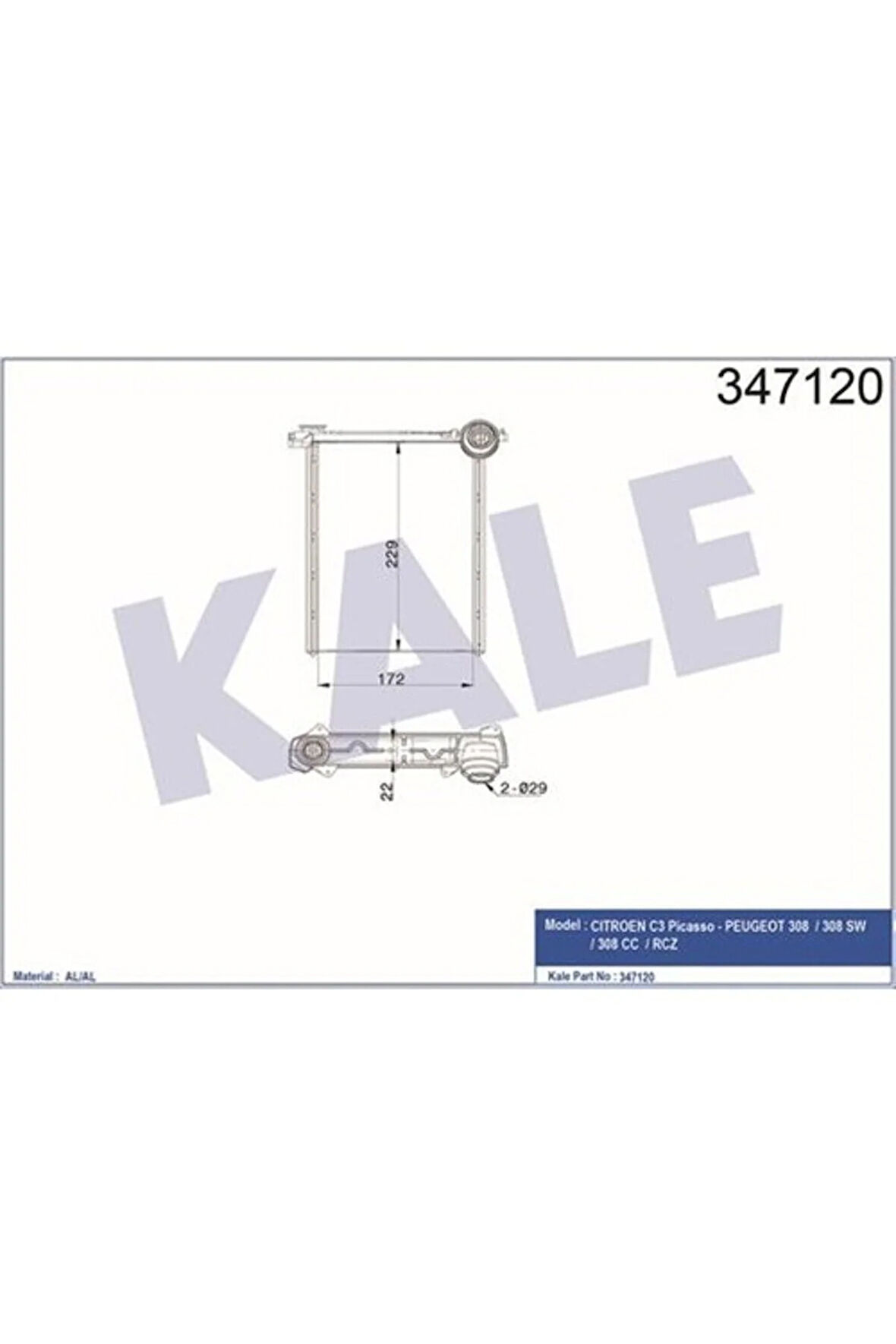 Kalorifer Radyatörü 308 1.4 16V-1.6 16V 07 C3 1.4VTI 09 Kilimalı-Kilimasız Araçlar Için