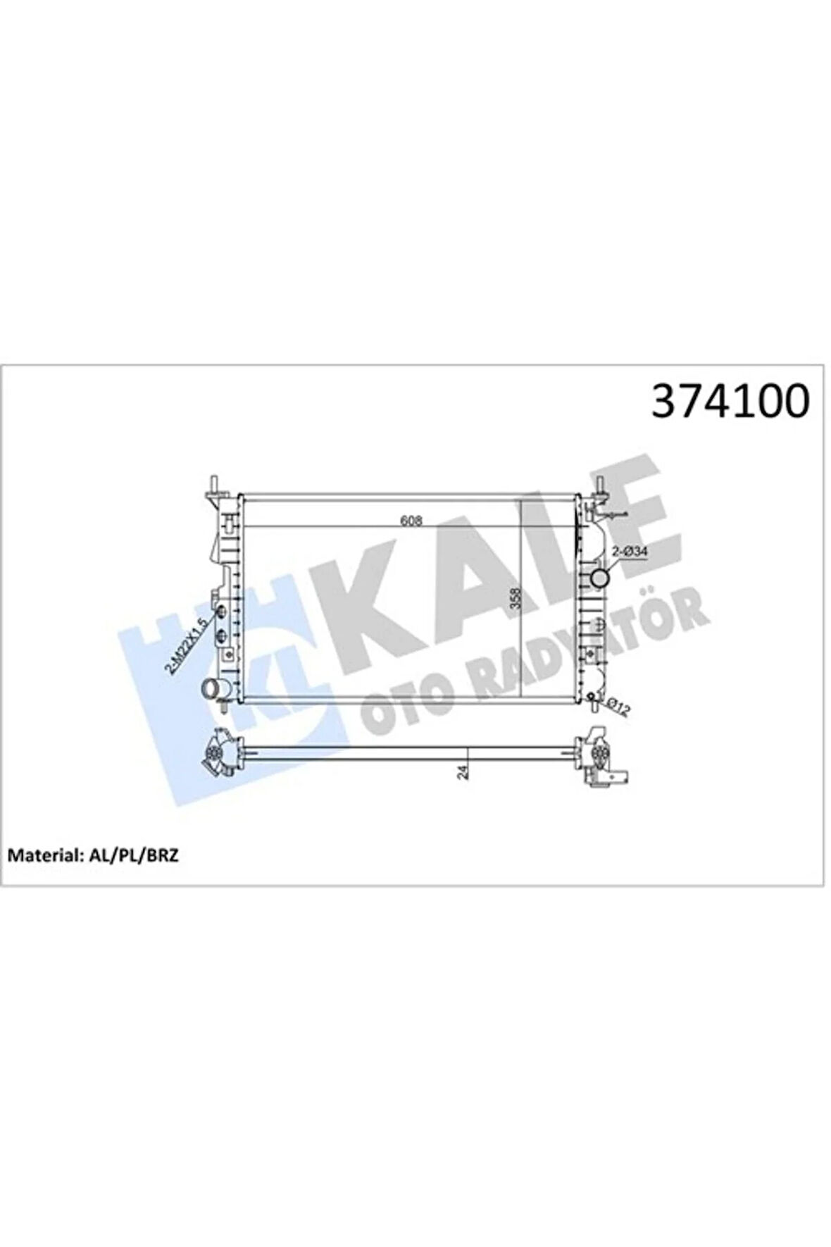 Radyatör Vectra B Ac Klimasız Mek Otom 607X378X24 1300159-1300160-1300180-1300185
