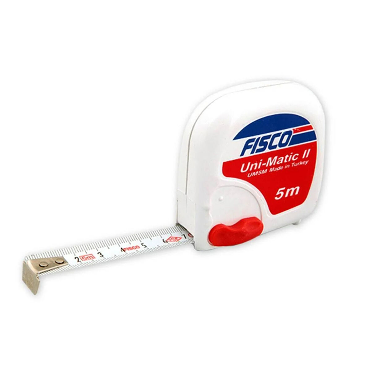 Fısco Uni-matic 5 Metre Çelik Şerit Metre Avuç İçi Rahatlığı Ve Kolay Kilitleme 65mm