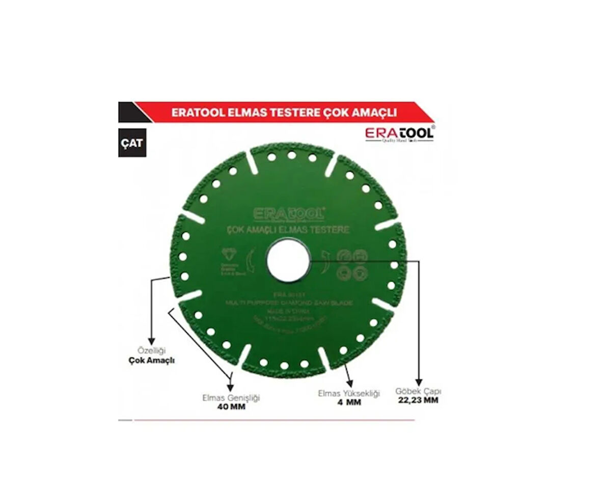 ERATOOL Çok Amaçlı Elmas Daire Testere 115x22,23x4mm Yeşil
