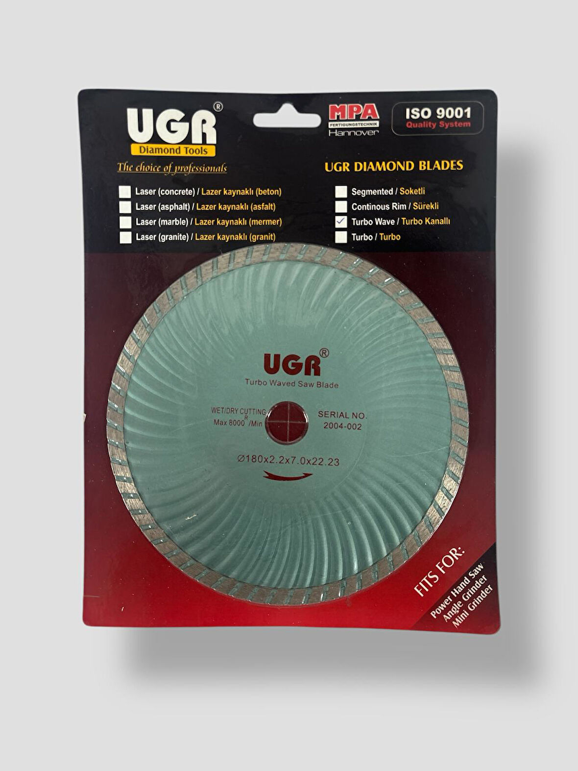 UGR Turbo Elmas Daire Testere 180x2,2x7,0x22.23