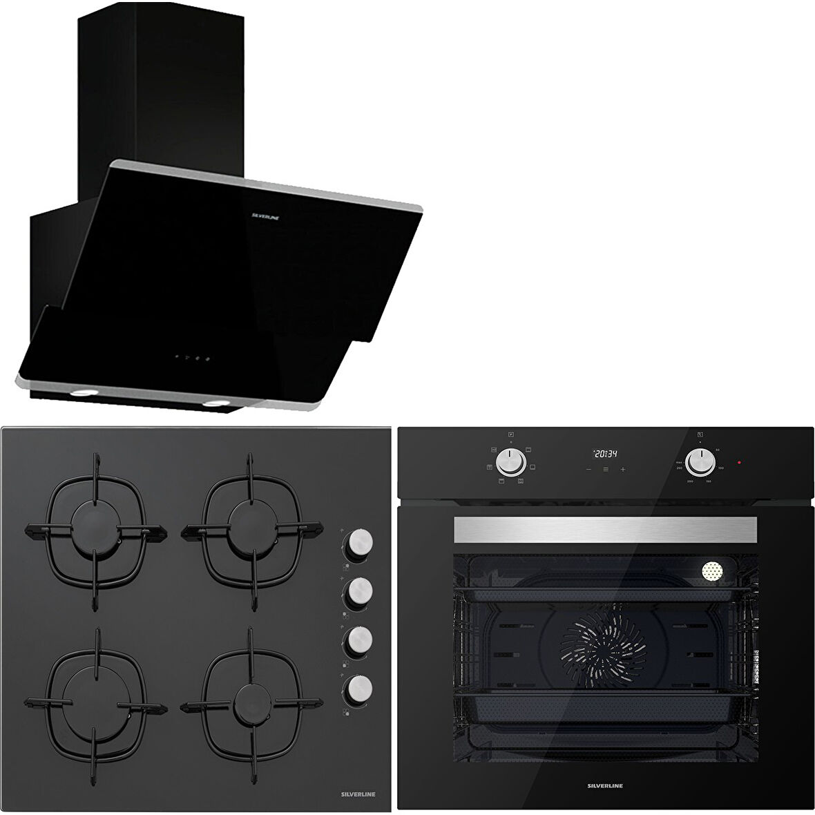 Silverline BO6502B02 - CS5335B01 - 3490 Oslo Siyah Ankastre Set