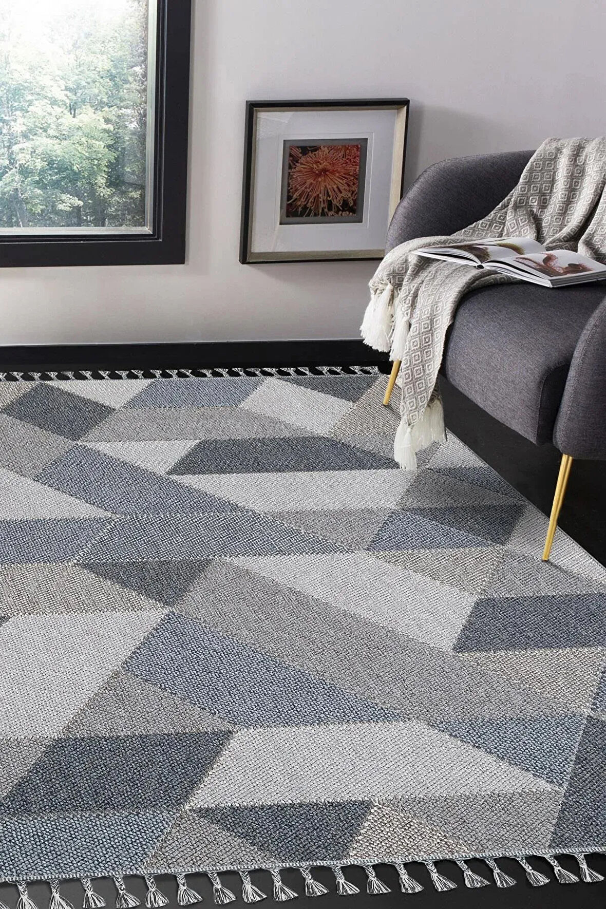 Home Oslo 19477 Hav Vermez Gri Modern Desen Salon Çocuk Odası Mutfak Halısı