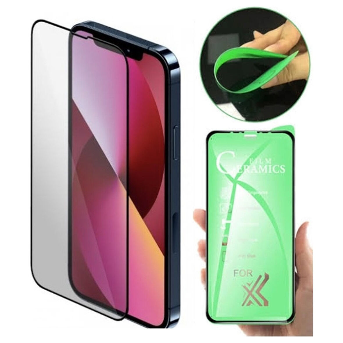 Apple iPhone 12 Ekran Koruyucu Seramik Nano Cam Esnek Tam Full Kaplayan Kırılmaz