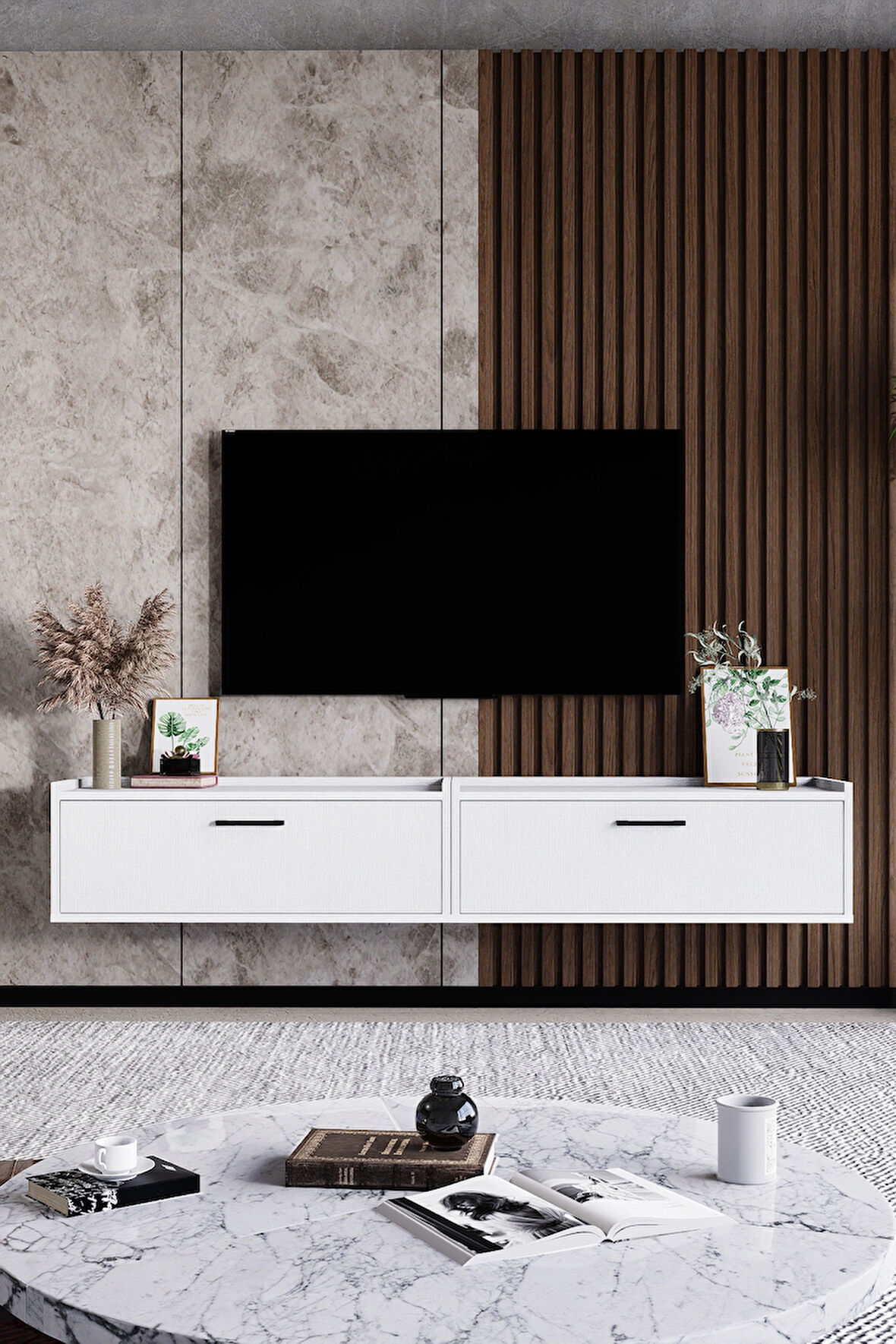 LİFEDECO TV ÜNİTESİ 180 CM DUVARA MONTE LD-1001-M1M1F90