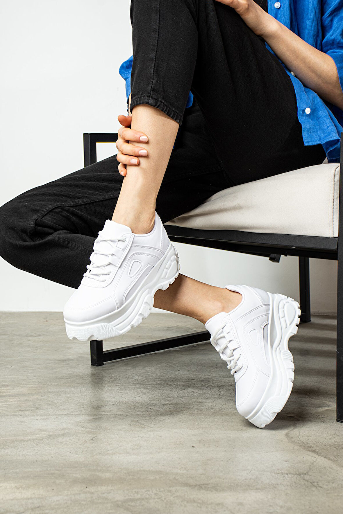 Günlük Kadın Spor Ayakkabı Yüksek Taban 6 Cm Sneaker Siyah - Beyaz - Bej - Rugan - Süet 001