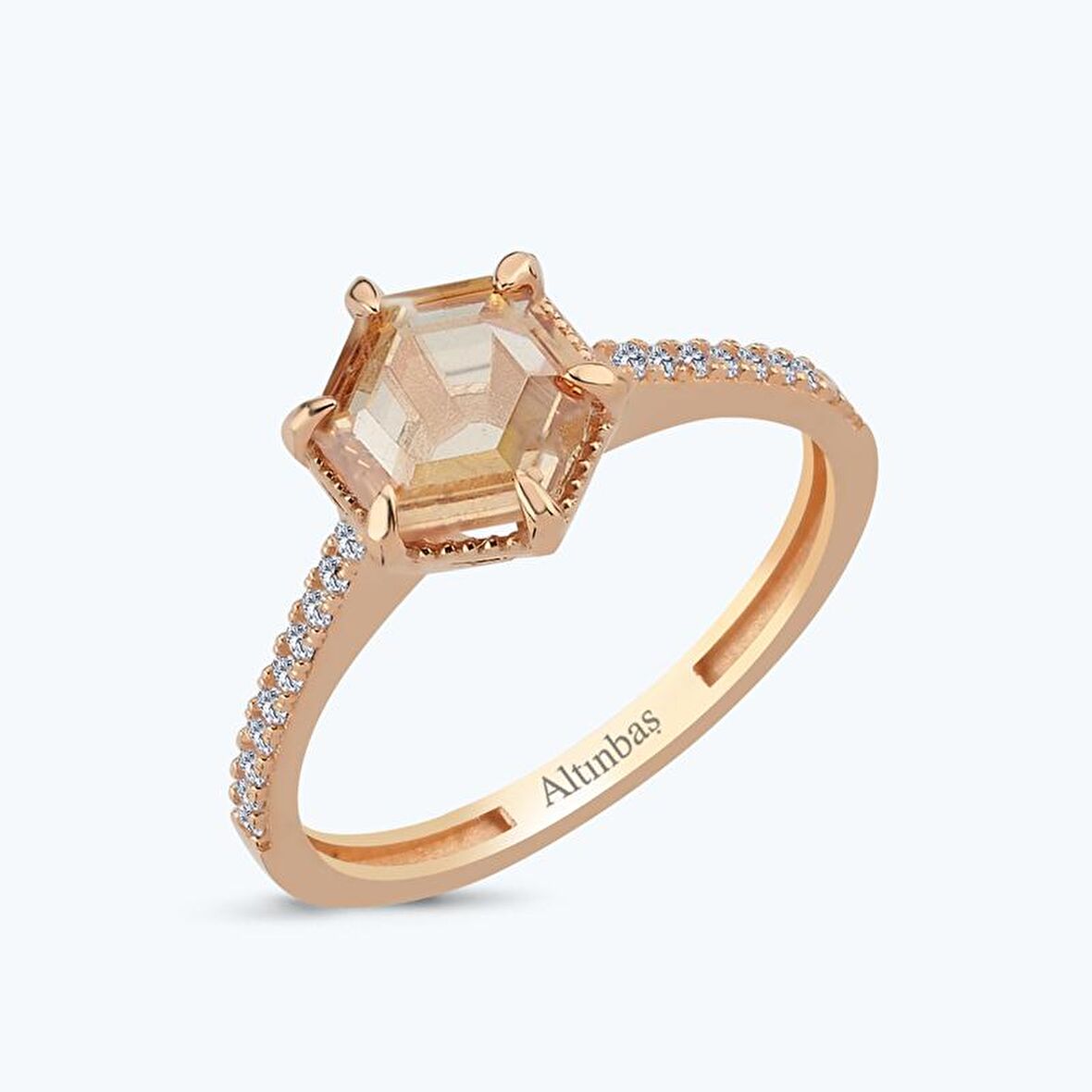 Turuncu Taşlı Altın Yüzük