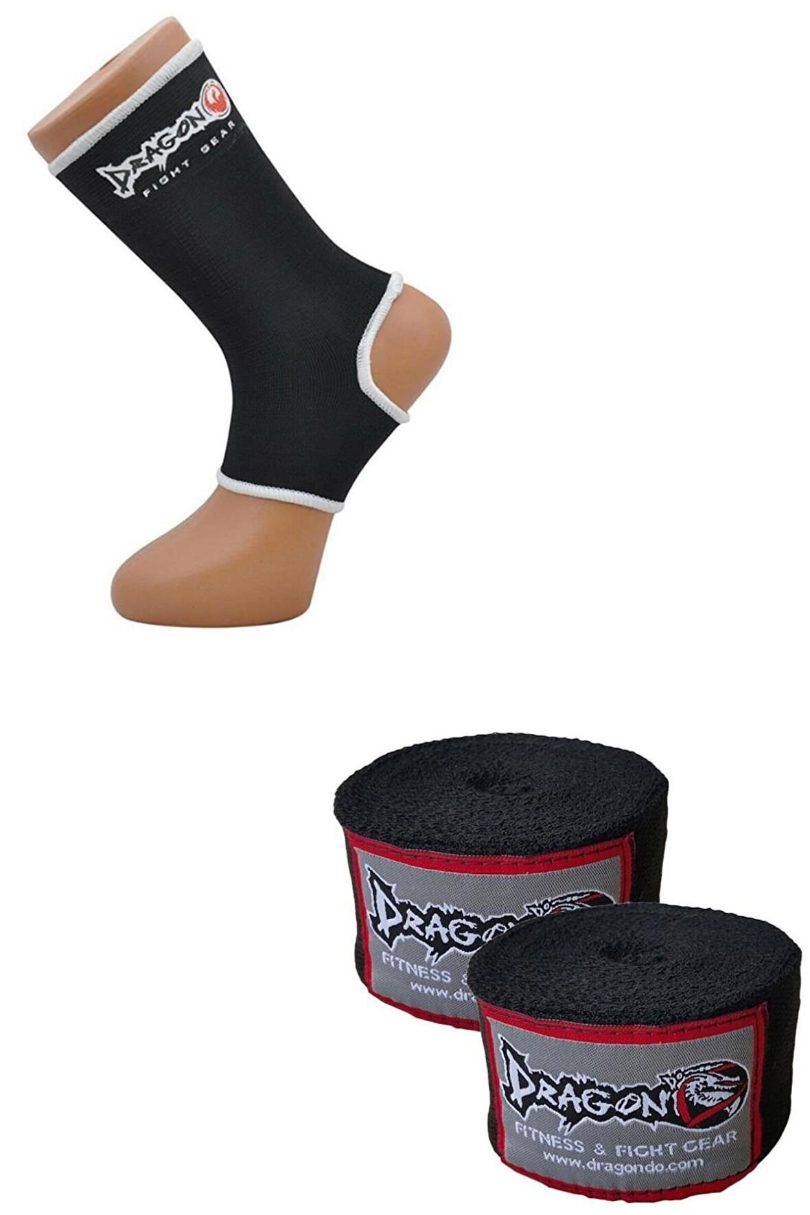 Dragon 41280 Siyah Kick Boks Çorabı ve 3,5 m Siyah Bandaj Set S Beden