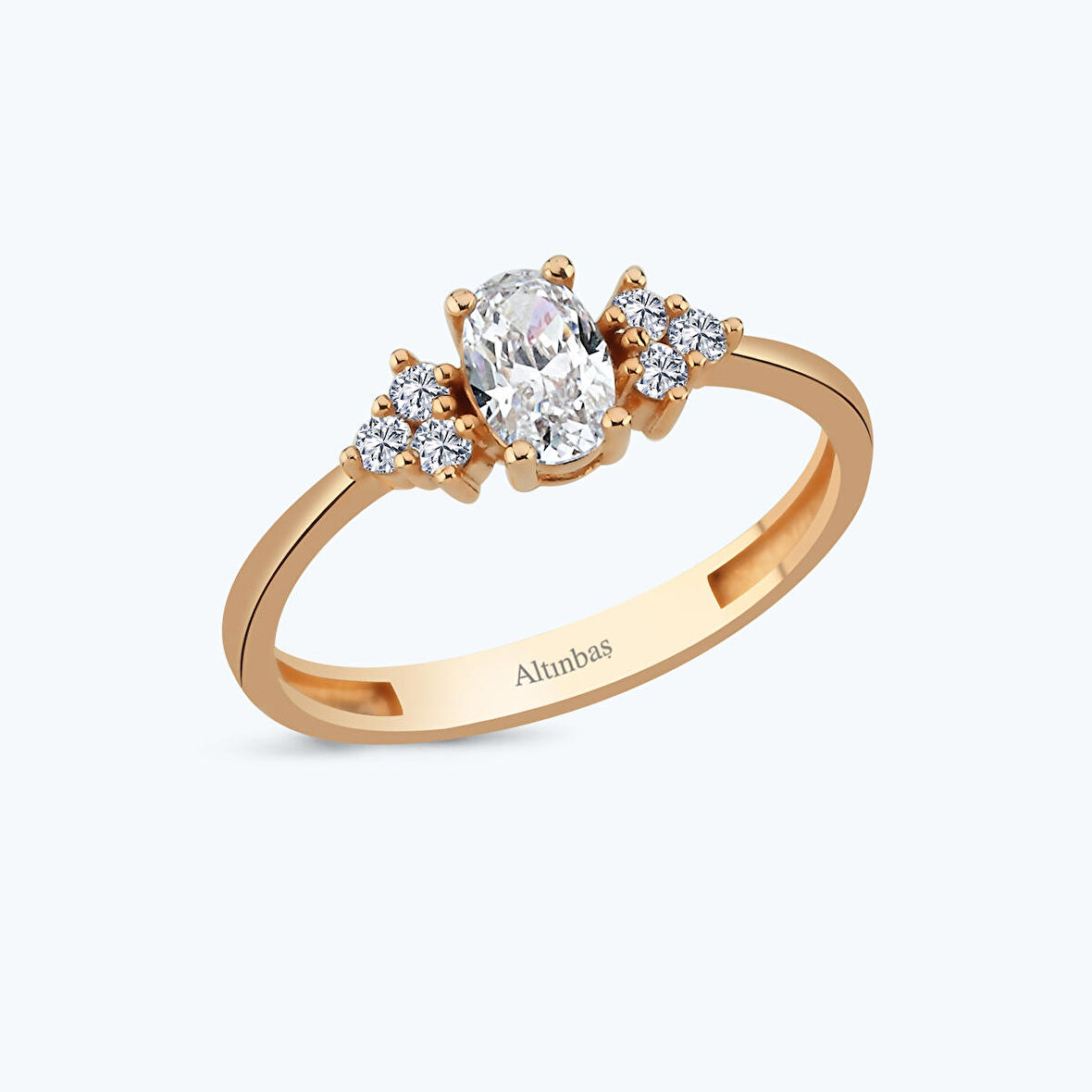 Altın Oval Taşlı Yüzük