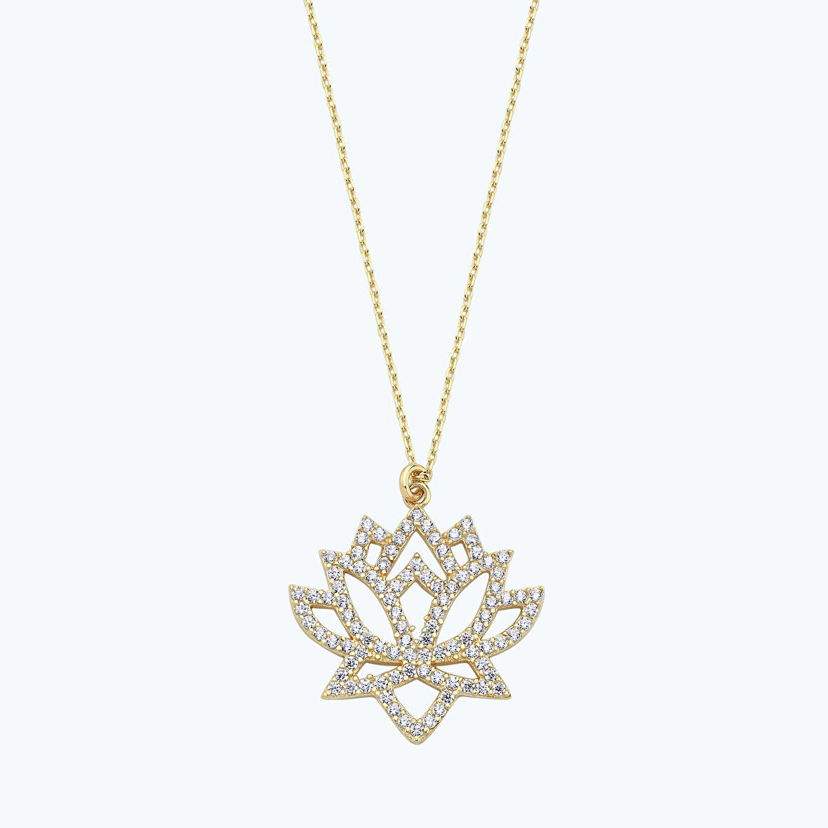 Altın Taşlı Lotus Kolye