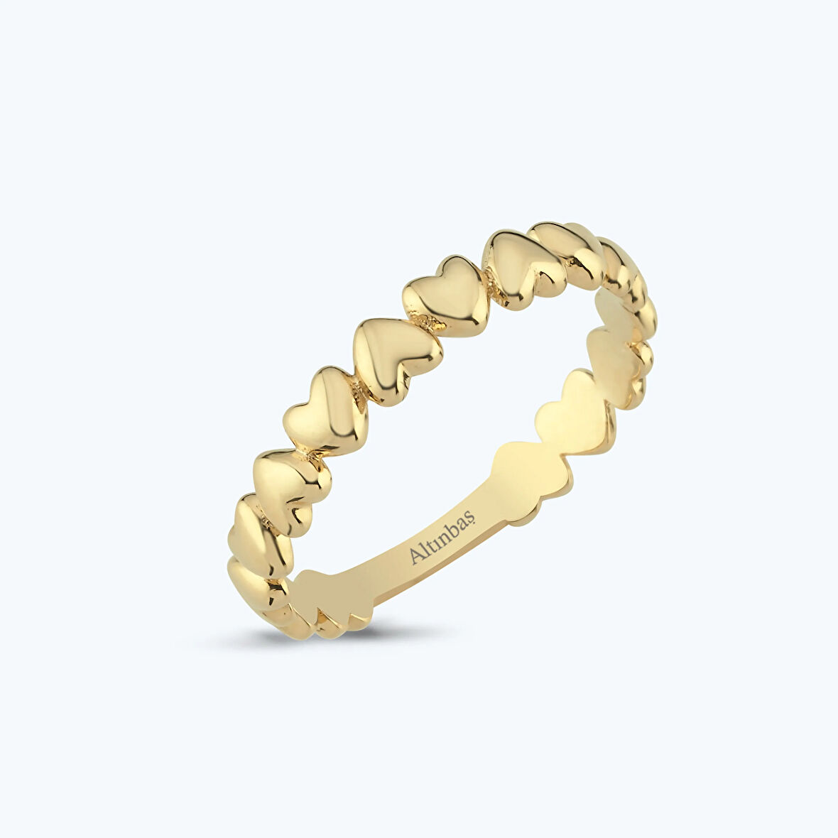 Altın Sıralı Kalpli Yüzük